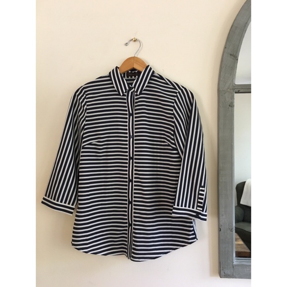 The Limited Blue and White Striped Button Down - Picture 1 of 3